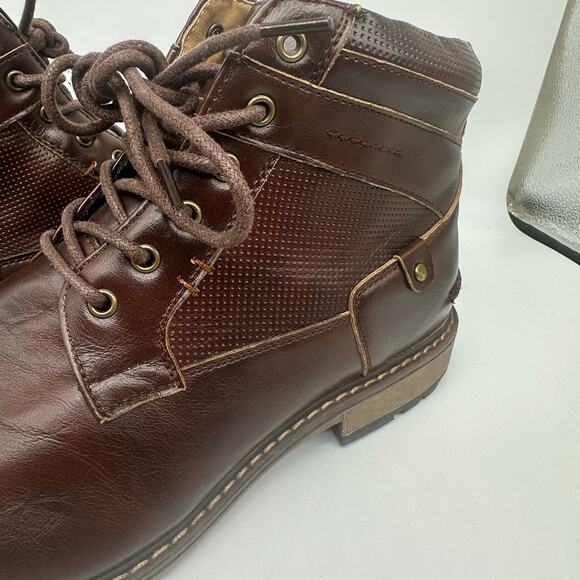 Madden Dylan Brown Lace Up Combat Cap Toe Leather Boots Mens Shoe Size 10 - Picture 2 of 15